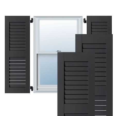 15W X 35H Exterior Real Wood Pine Open Louvered Shutters, Black PR